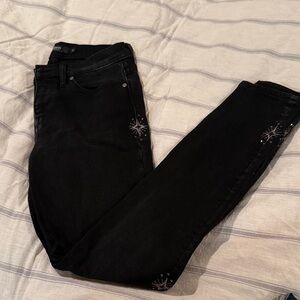 Hudson Jeans Women's Black Skinny Jeans with Star Embellishments